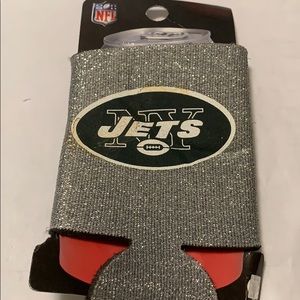 NY Jets logo can hugger beer soda silver metallic nwt summer gift